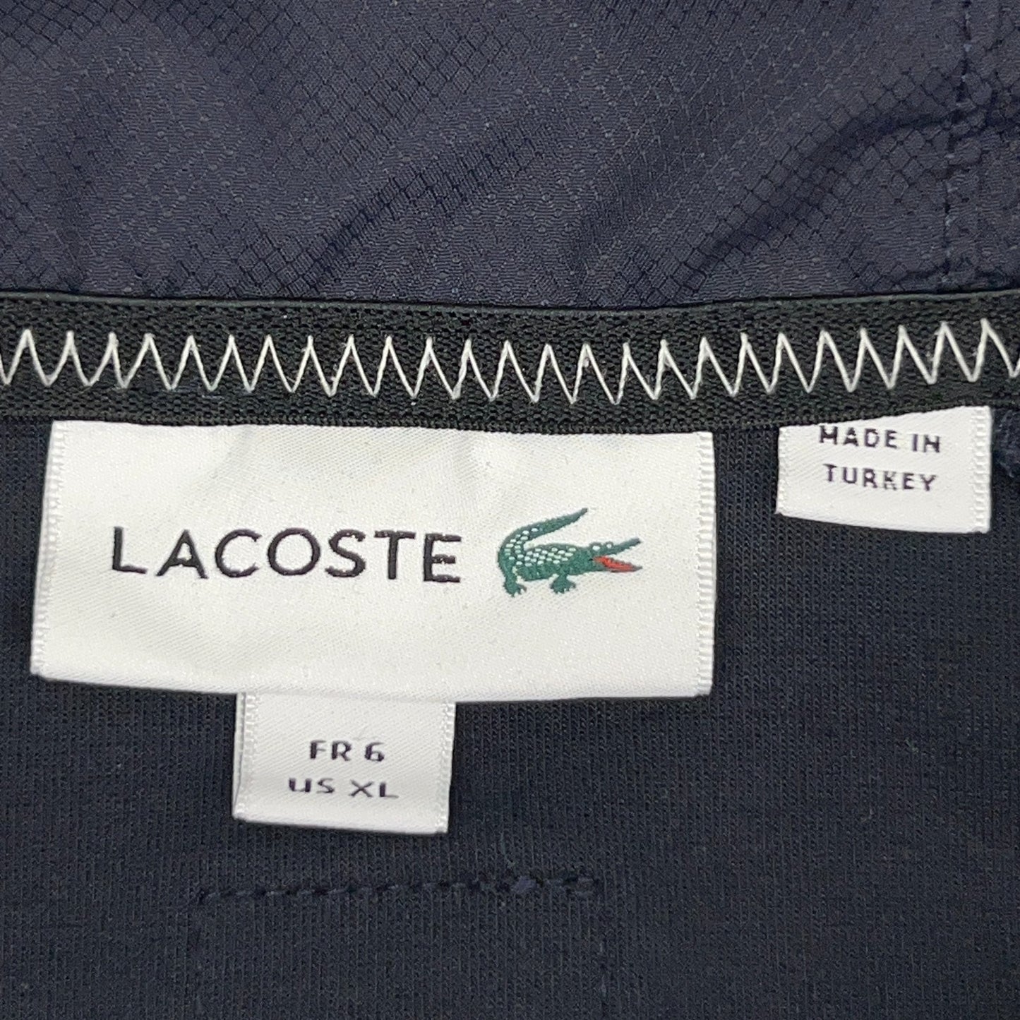 Lacoste Hooded Zip Jacket Mens XL X‑Large Navy Blue Croc Logo Cotton Blend