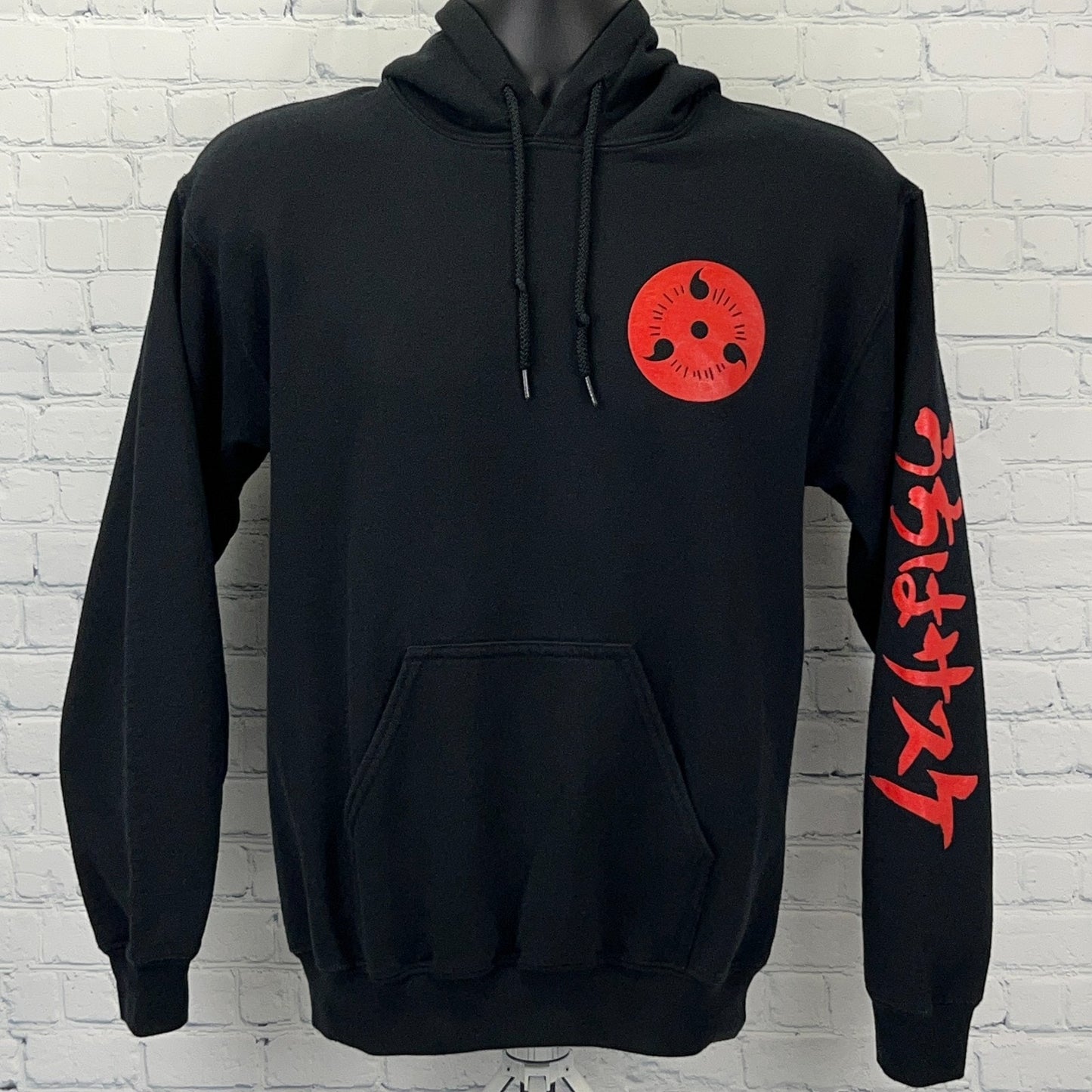 Naruto Shippuden Sasuke Hoodie S Small Black Red Anime Manga Hooded Sweatshirt