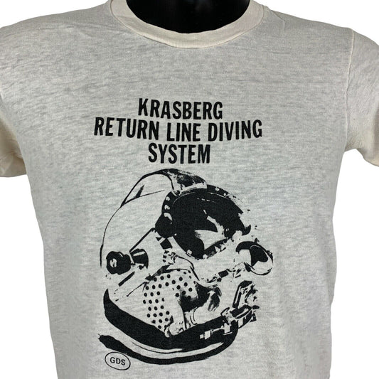 Krasberg Return Line Diving System Vintage 70s T Shirt X-Small Helmet Mens Ivory