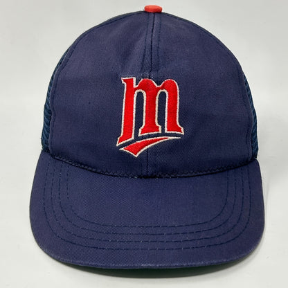 Vintage Minnesota Twins Youth Trucker Hat Baseball Cap Blue Mesh Snapback Kids