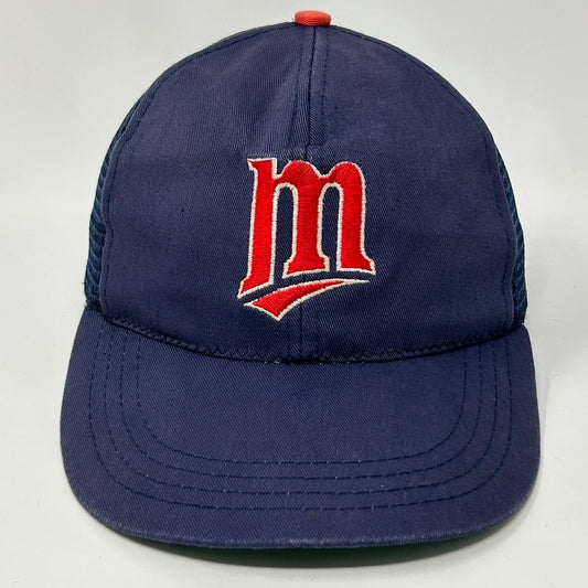 Vintage 80s Minnesota Twins Youth Trucker Hat Baseball Cap Blue Mesh Snapback