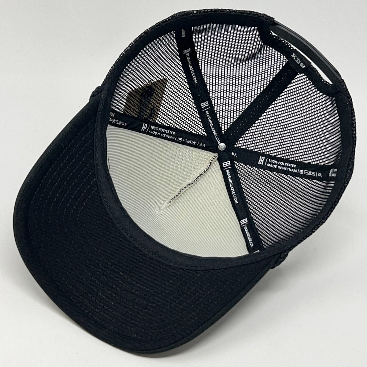 BEX Sunglasses Trucker Hat Baseball Cap Rope Corded 5 Panel Mesh Snapback Black