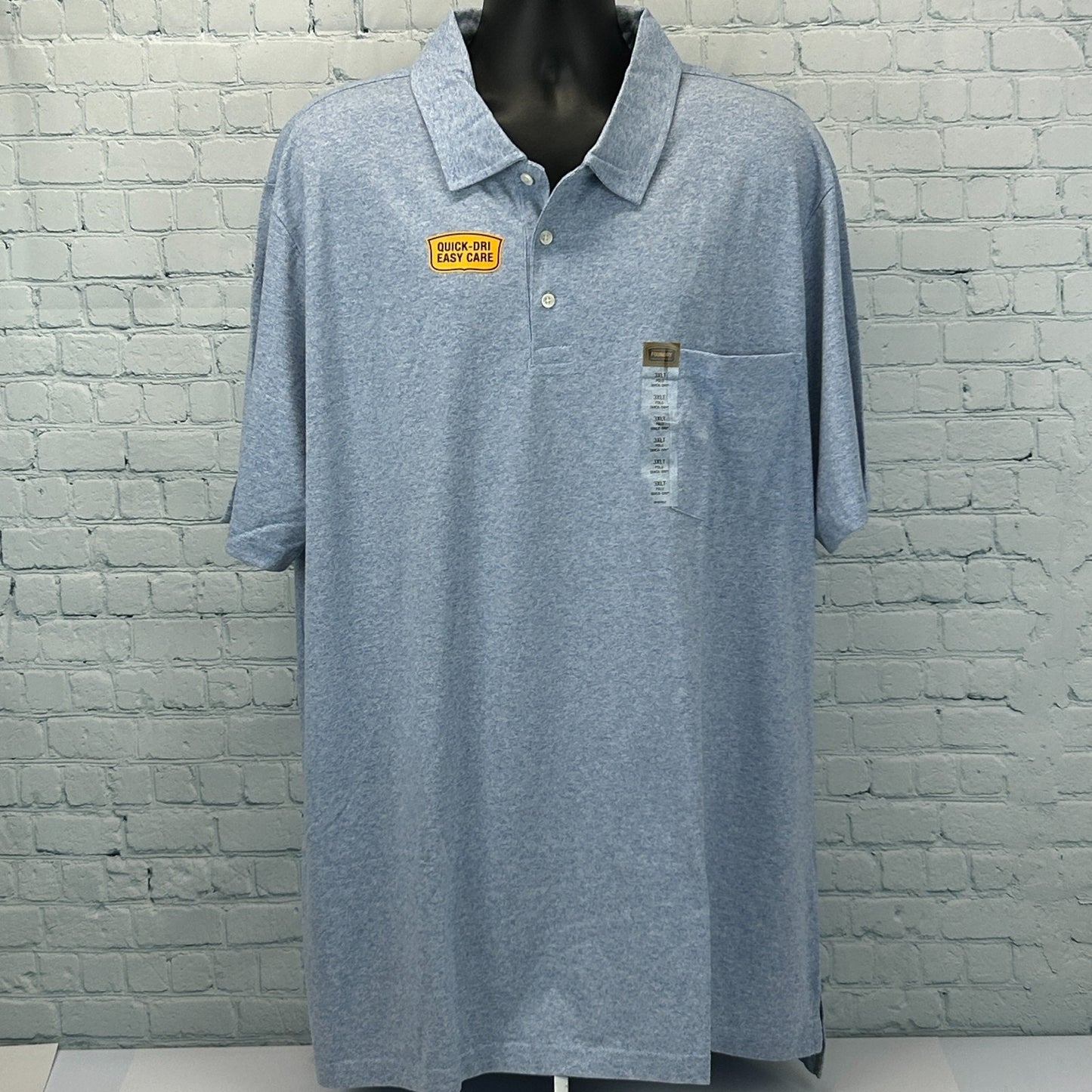The Foundry Supply Co Polo Shirt Quick Dri Easy Care Heather Blue 3XLT XXXL Tall