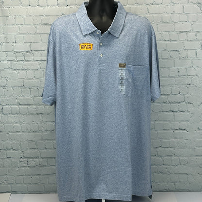 The Foundry Supply Co Polo Shirt Quick Dri Easy Care Heather Blue 3XLT XXXL Tall