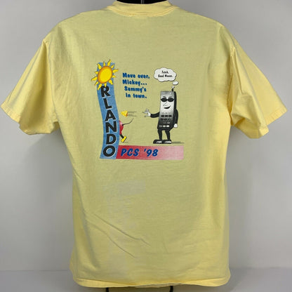 PCS Orlando Vintage 90s T Shirt X-Large Mobile Cellphone Florida Tee Mens Yellow