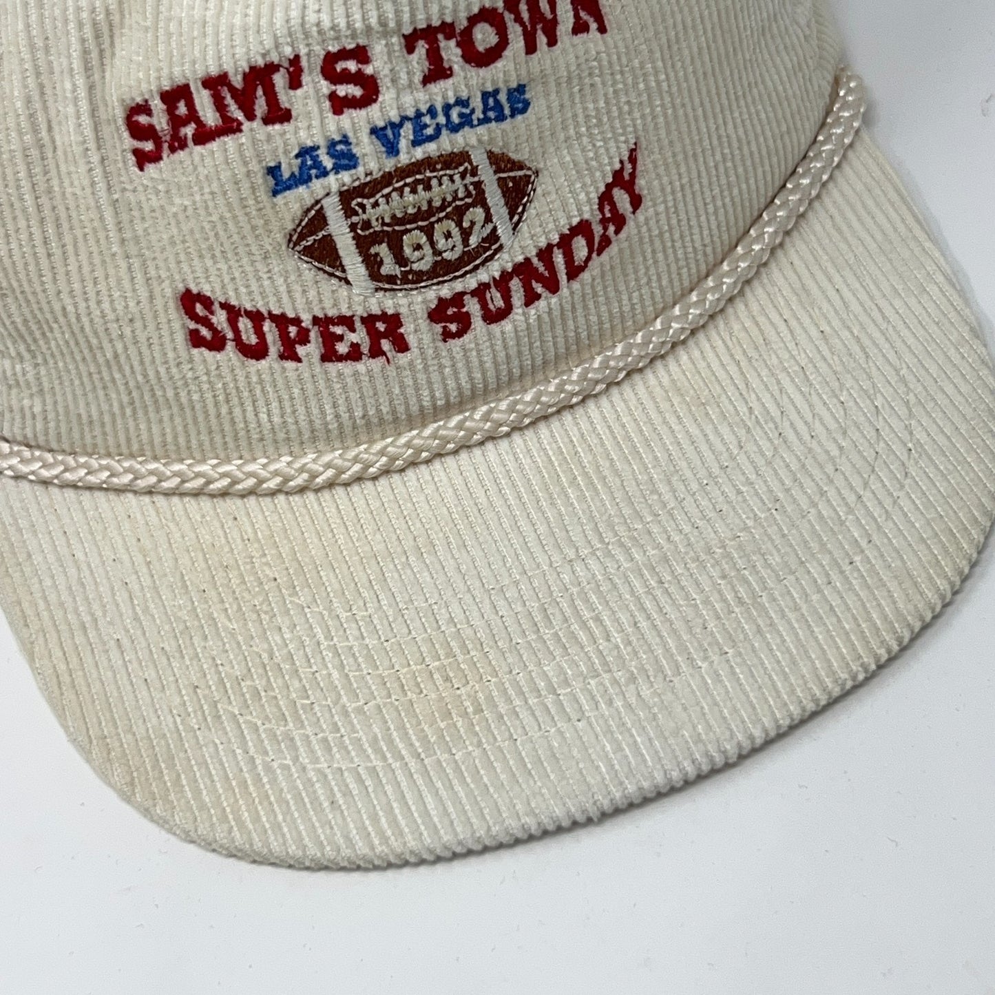 Vintage 90s Sams Town Las Vegas Super Bowl Hat Baseball Cap Commanders White