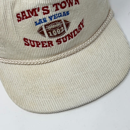 Vintage 90s Sams Town Las Vegas Super Bowl Hat Baseball Cap Commanders White