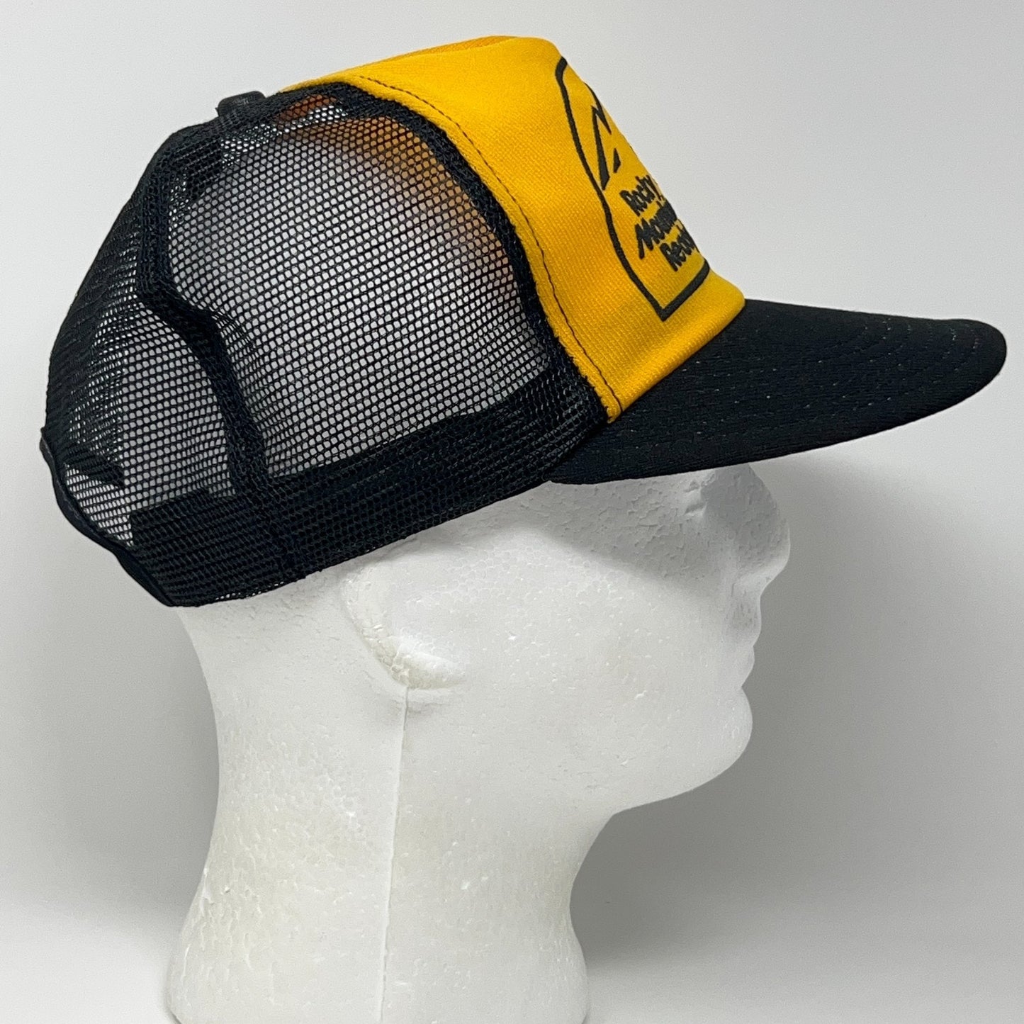 Vintage 80s Rocky Mountain Ready Mix Trucker Hat Baseball Cap Black Snapback USA