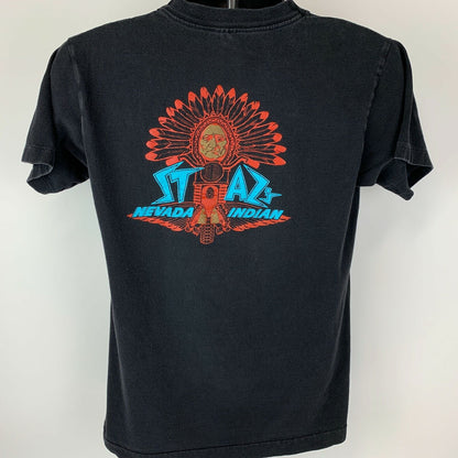 Camiseta vintage india de los años 90 de Stazs Nevada, talla mediana, para motociclistas y comerciantes