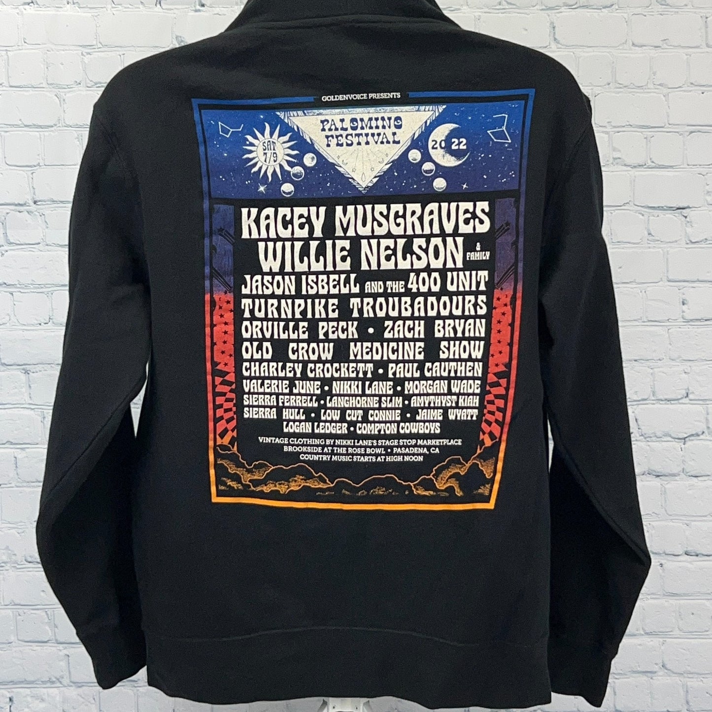 Palomino Festival 2022 Hoodie Hooded Sweatshirt Black Willie Nelson Mens L Large