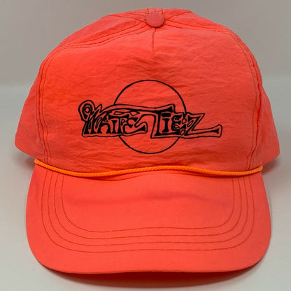 White Liez Snapback Hat Vintage 80s 90s Neon Orange 5 Five Panel Baseball Cap