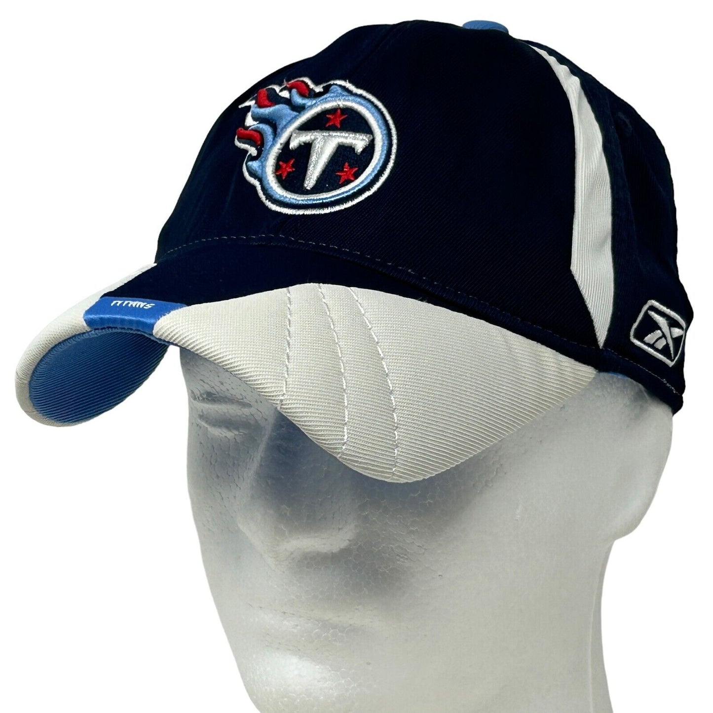 Gorra de béisbol de los Tennessee Titans, ajustada, flexible, talla M/L, azul, Reebok, de seis paneles, NFL