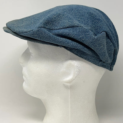 Vintage Denim Jeans Flat Cap Hat Newsboy Cabbie Handmade Blue S-M