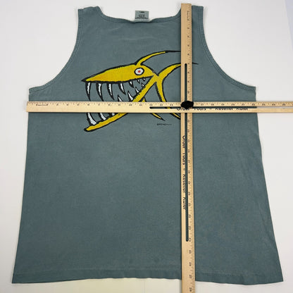Vintage 90s St Martin St Maarten West Indies Tank Top Piranha USA Green L Large