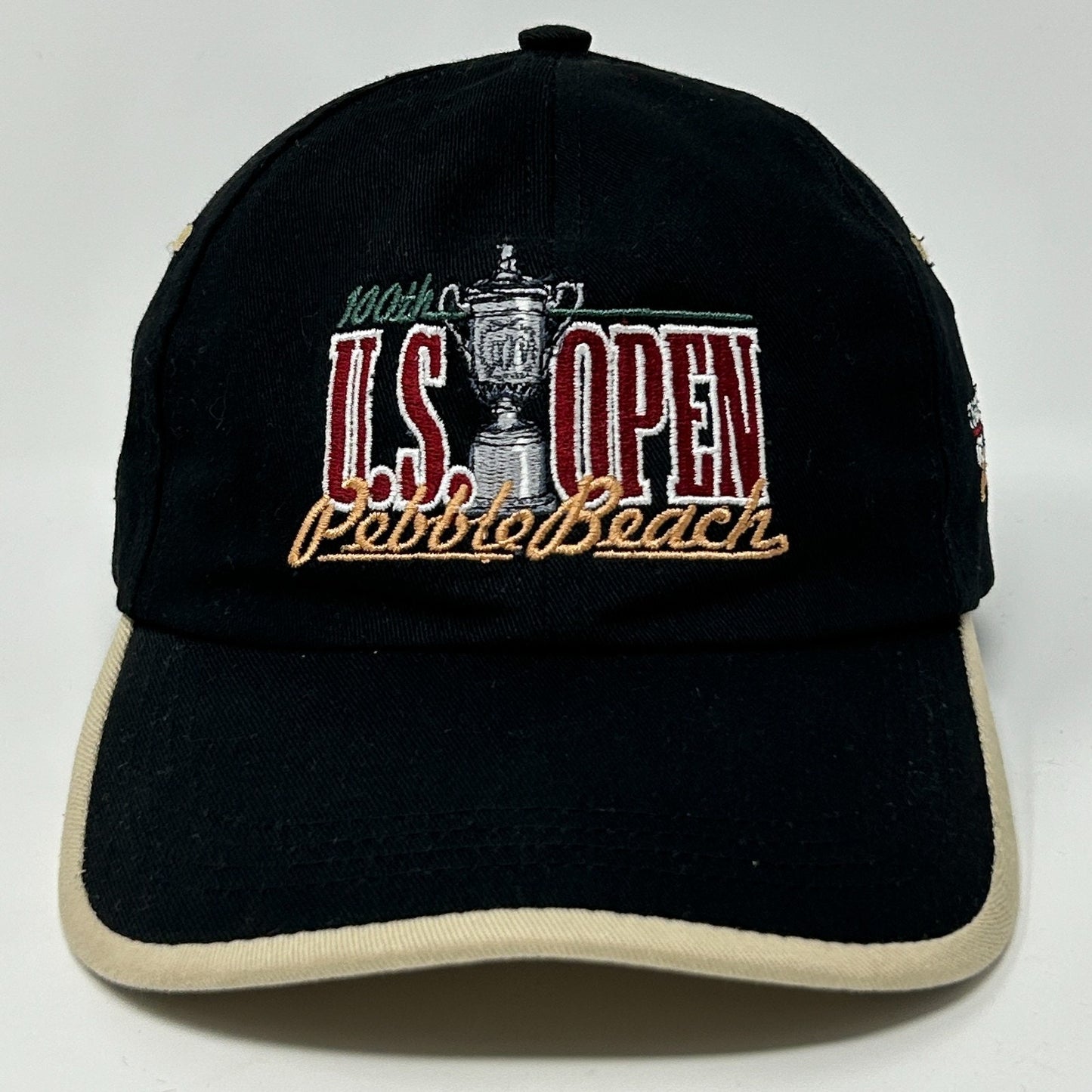 Vintage 2000 US Open Pebble Beach Hat Cap Black Tiger Woods 100th Golf Strapback