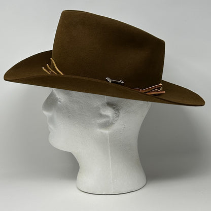John B Stetson Company 3X XXX Beaver Cowboy Hat Western 3 Inch Brim Brown 6 7/8