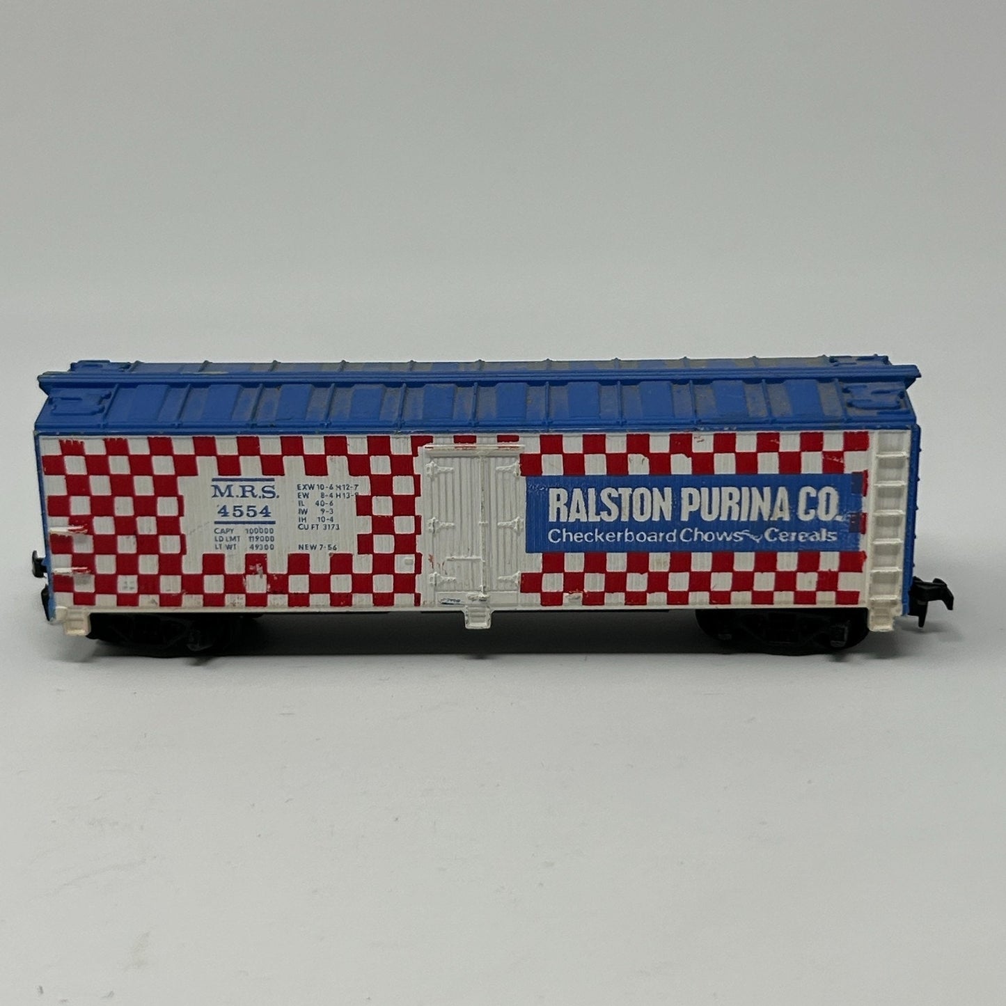 Ralston Purina Co MRS HO Gauge Freight Car Boxcar Scale Model Train Tyco Blue