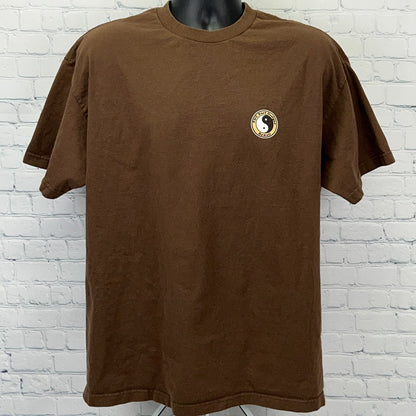 Vintage Y2K T&C Surf Designs Hawaii T Shirt XL Brown Ukulele Town & Country Tee