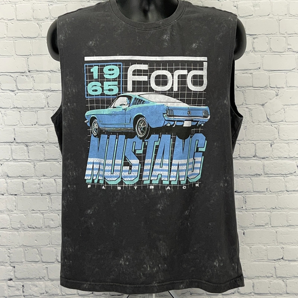 Ford Mustang 1965 Fastback T Shirt L Large Sleeveless Muscle Car Graphic Tee
