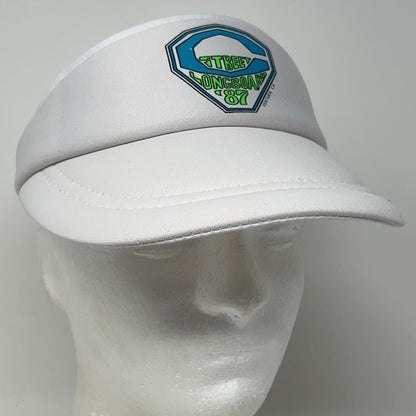 Vintage 80s C Street Longboard Classic 87 Visor Hat Cap Surfing Strapback White