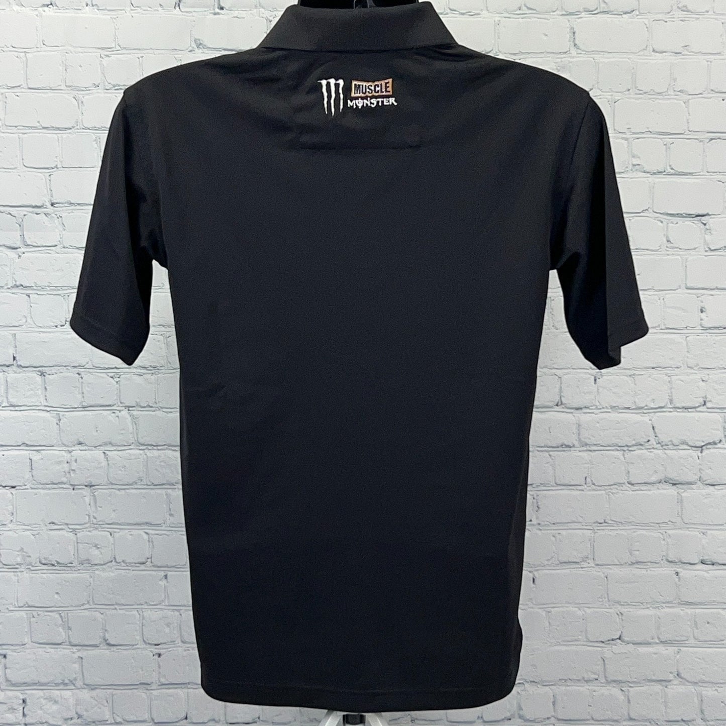Muscle Monster Energy Logo Polo Shirt S Small Black Short Sleeve Polyester Drink