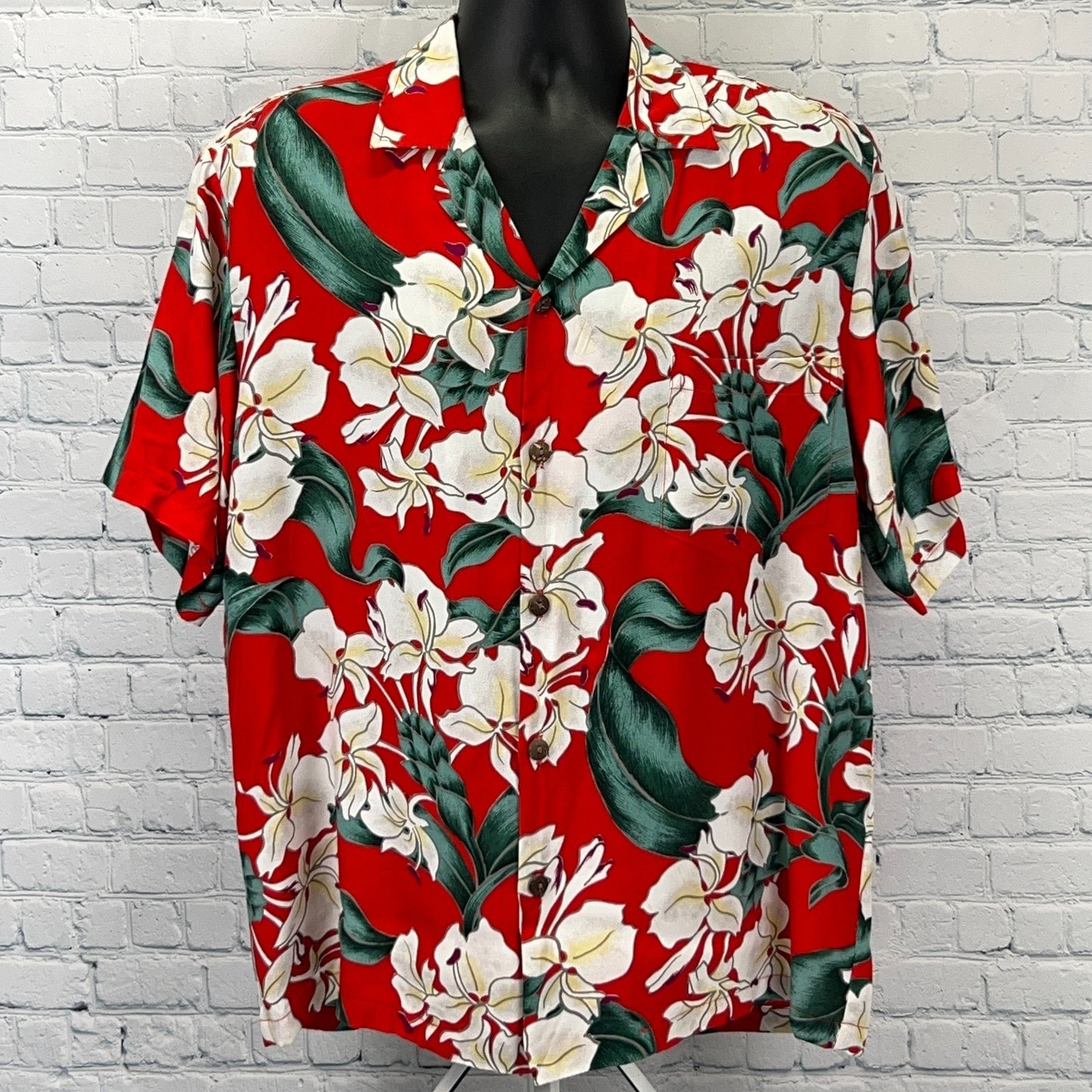 Vintage 90s Hawaiian Reserve Collection Hawaiian Button Front Shirt Red M Medium