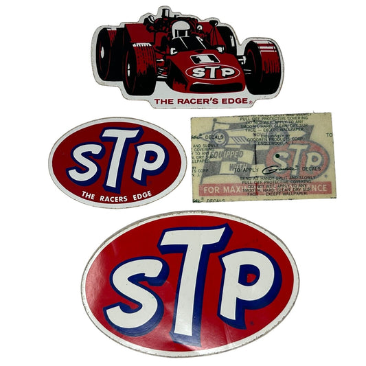 Lot of 4 STP Oil Vintage 60s 70s Stickers Auto Racing Motorsports Indy 500 NOVI