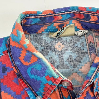 Vintage 90s Saddlebrook Western Wear Button Front Shirt Cowboy Orange M Medium