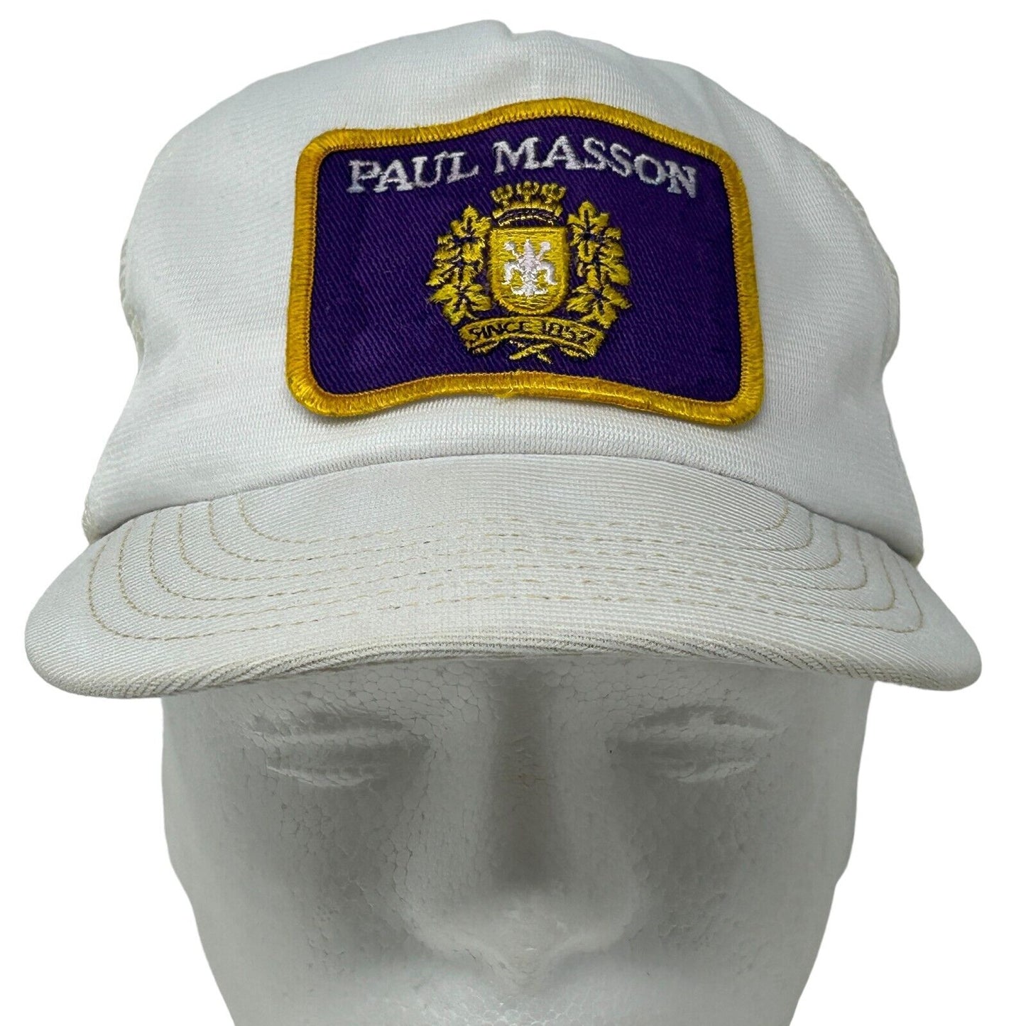 Paul Masson Brandy Vintage 80s Trucker Hat White Mesh Snapback Baseball Cap