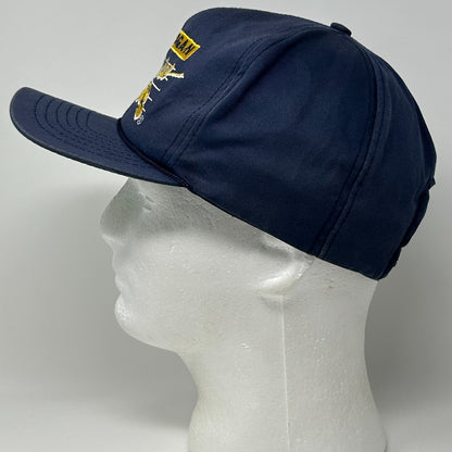 Vintage 90s Michigan Wolverines Cap Baseball Hat Front Row University NCAA Blue - Neon Vintage