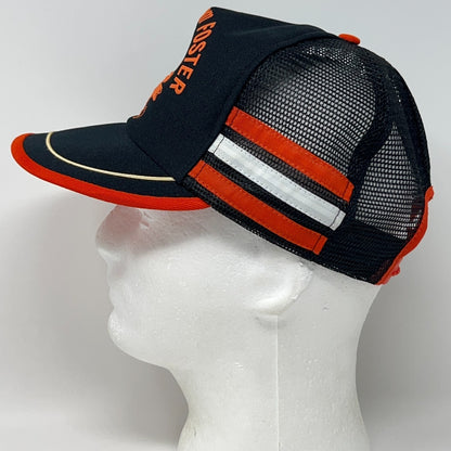 Vintage 80s Faster From LB Foster Trucker Hat Baseball Cap 3 Stripe USA Black