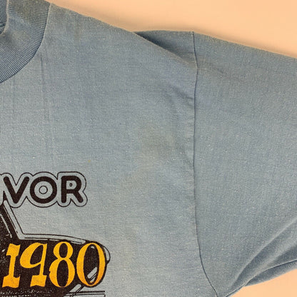 1980 Survivor Texas Heat Wave Vintage 80s T Shirt Single Stitch Blue Tee XS