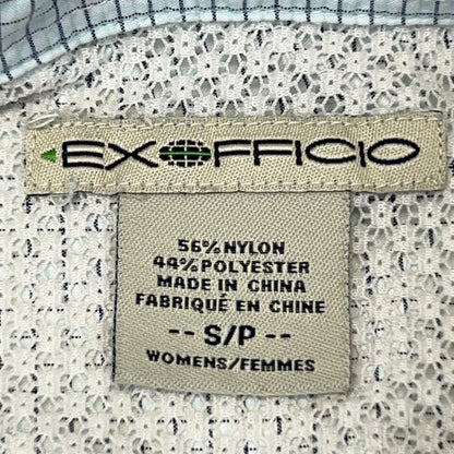 ExOfficio Button Front Shirt Hiking Hiker Fishing Blue Check Womens S Small