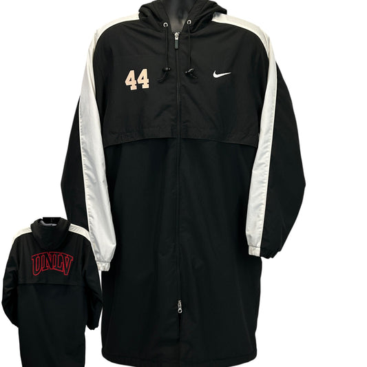 UNLV Team Issued 44 Hooded Jacket Mens M Medium Black Parka Nike Fleece Lined
