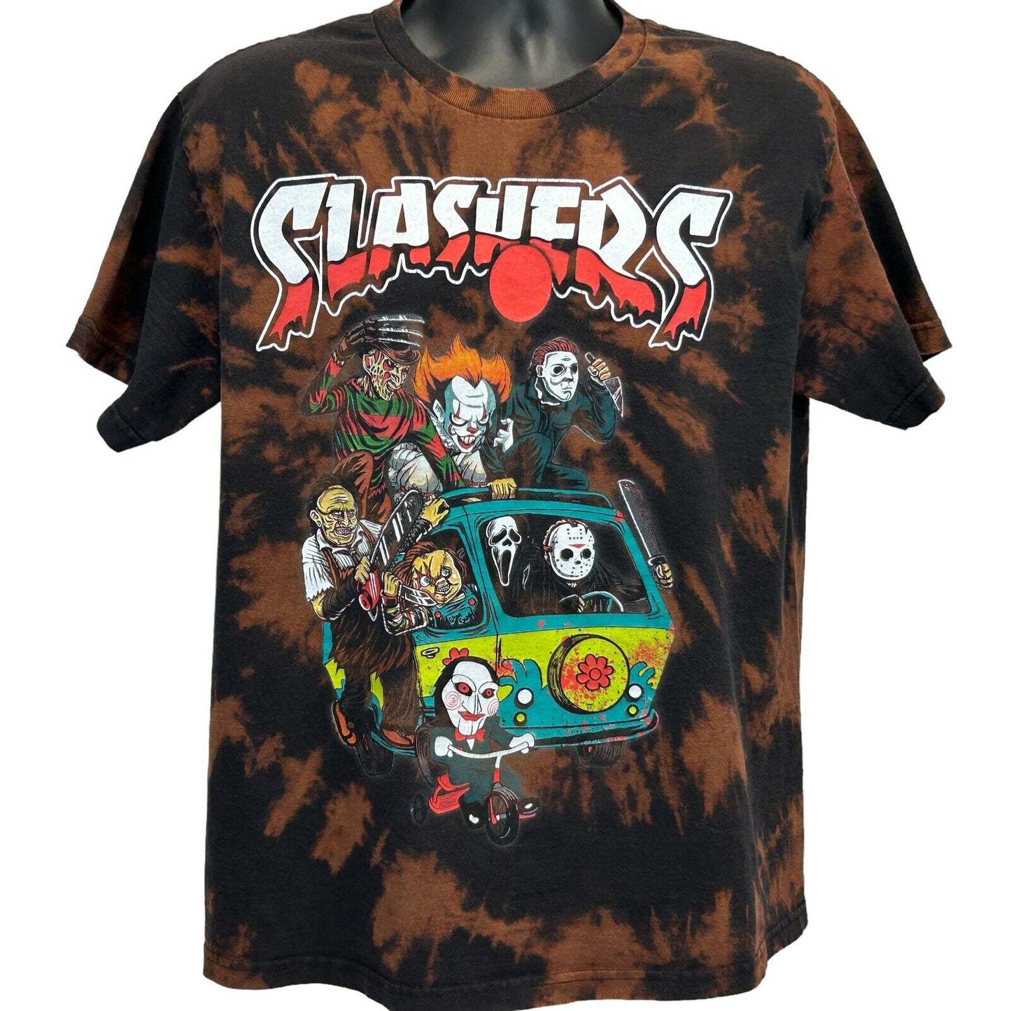 Slashers Horror Villains T Shirt Large Scooby Doo Mystery Machine Mens Black