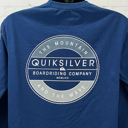 Quiksilver Long Sleeve T Shirt Blue Mountain Wave Logo L Large Regular Fit
