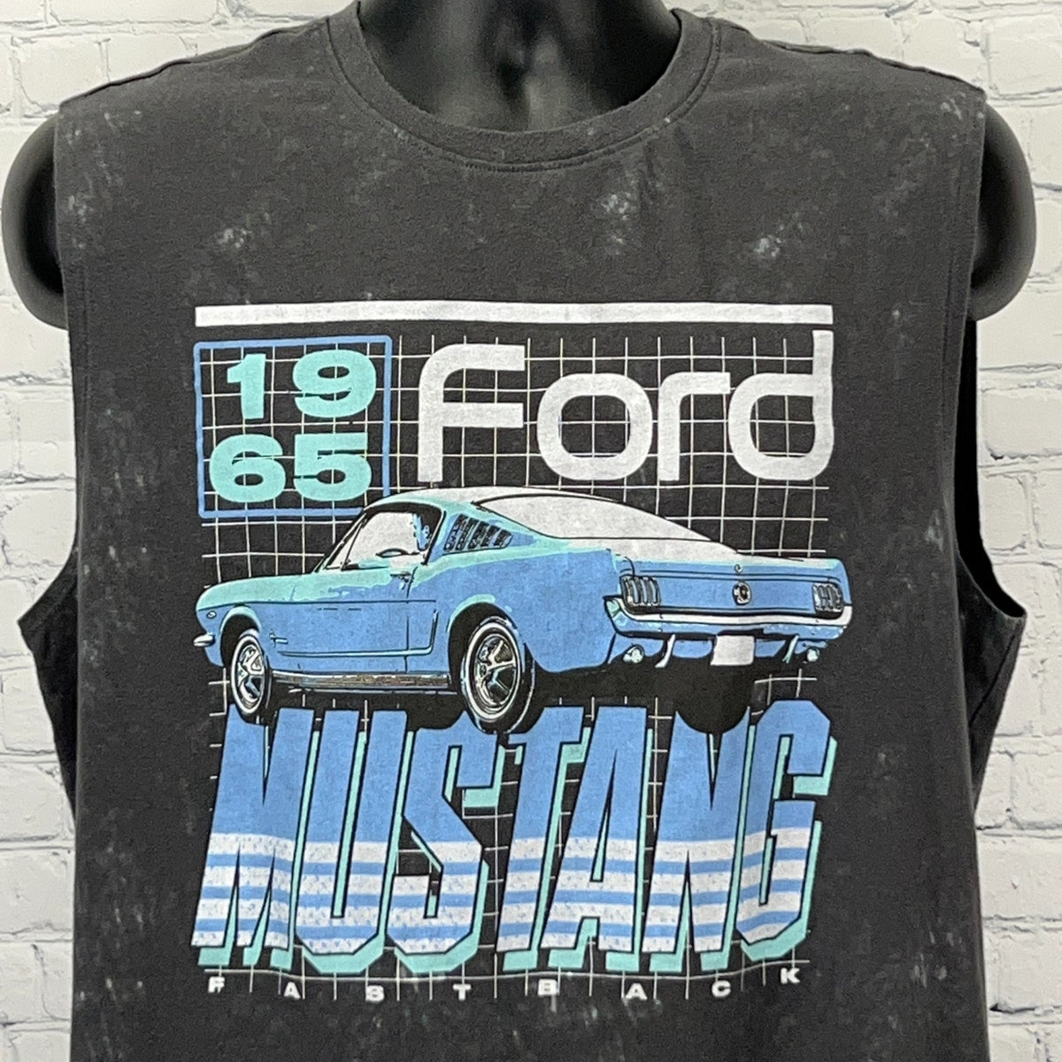 Ford Mustang 1965 Fastback T Shirt L Large Sleeveless Muscle Car Graphic Tee