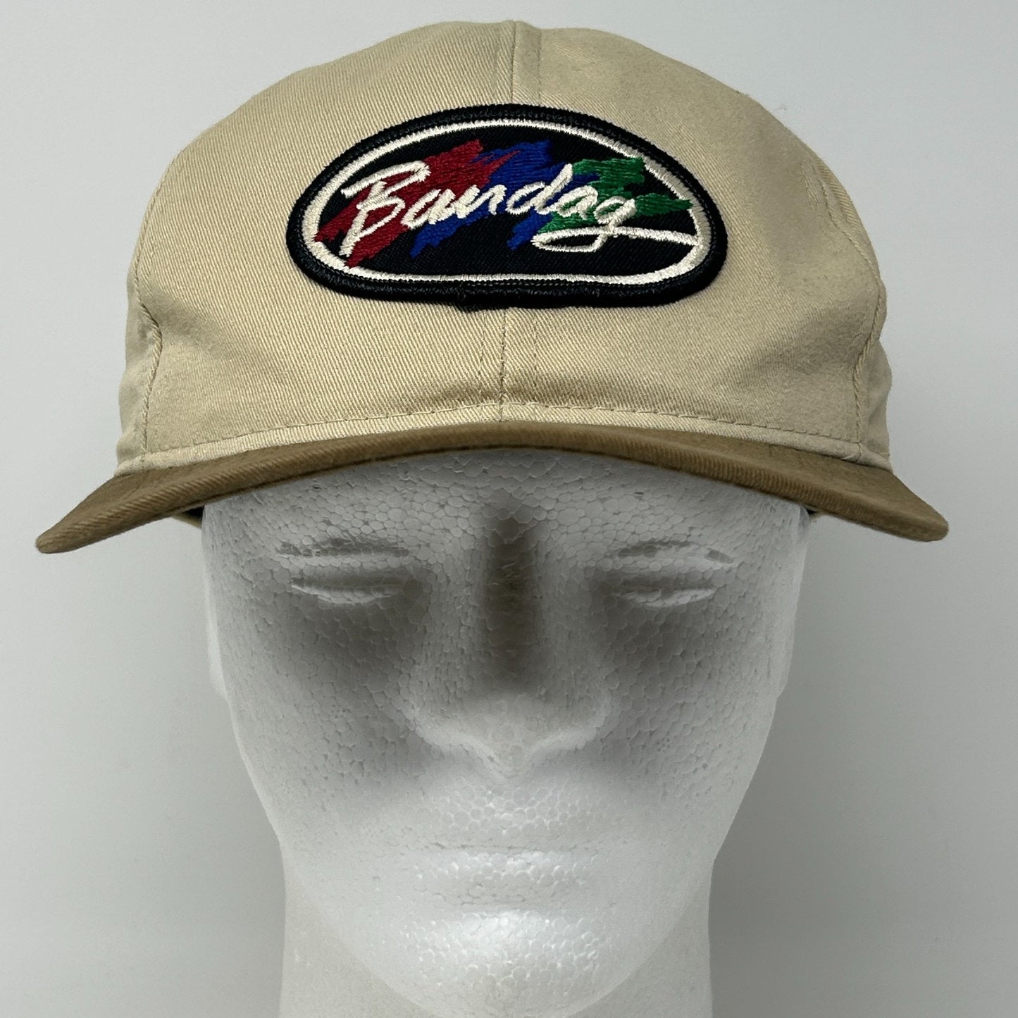 Vintage 90s Bandag Tires Hat Baseball Cap Interstate Tire Co Snapback Beige USA - Neon Vintage