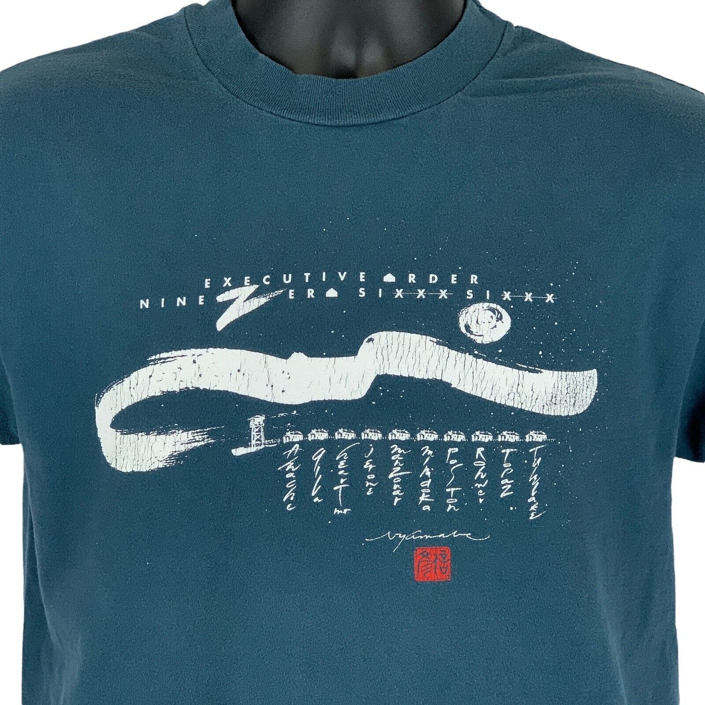 Orden ejecutiva 9066 Camiseta vintage de los años 90 mediana de la Segunda Guerra Mundial, guerra japonesa, EE. UU., para hombre, azul