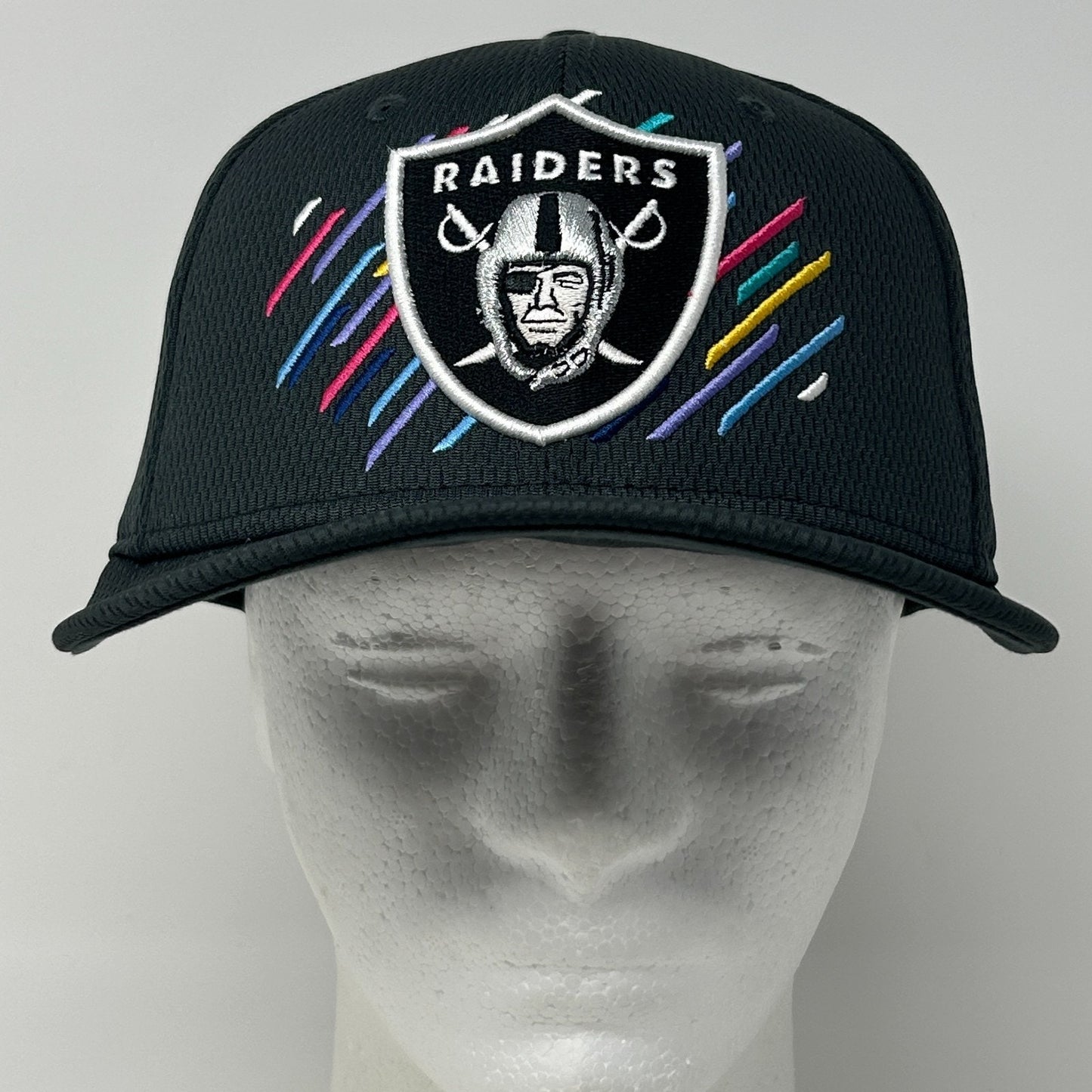 Las Vegas Raiders Hat Baseball Cap New Era Cancer Crucial Catch Gray Snapback