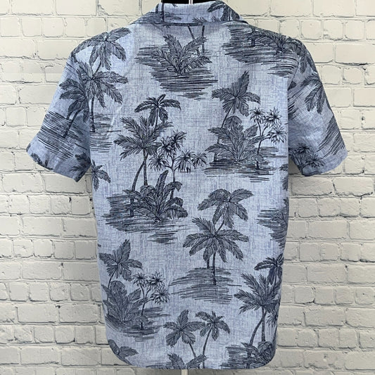 Vintage 90s Tapestry Hawaiian Camp Shirt Button Front USA Blue Womens S Small