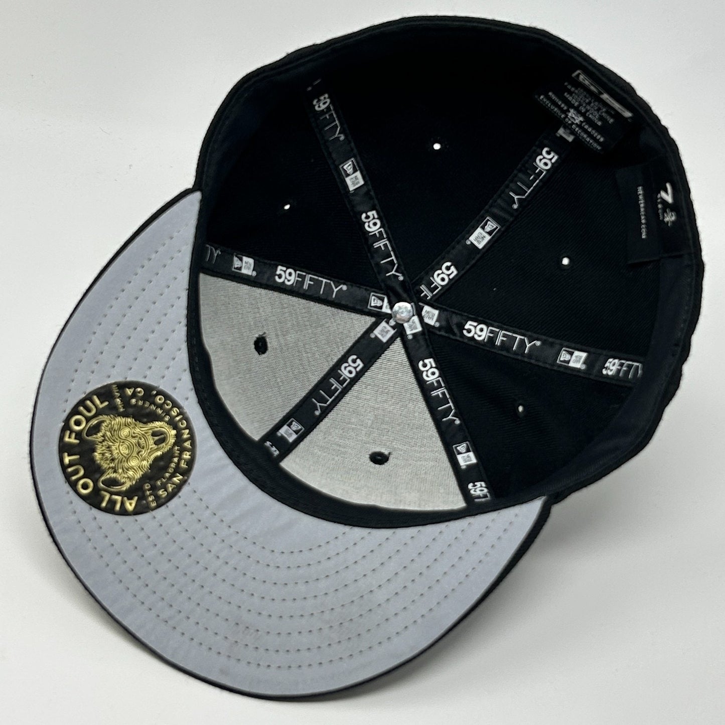 All Out Foul Hat Cap New Era Heffs Barbershop San Francisco Black Fitted 7 3/4