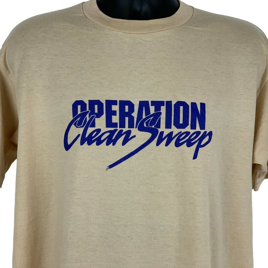 Operation Clean Sweep Vintage 90s T Shirt X-Large OCS Plastics USA Mens Beige