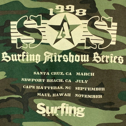 Camiseta vintage SAS Surfing Magazine Airshow Series, gran surfista de los años 90, para hombre, color verde