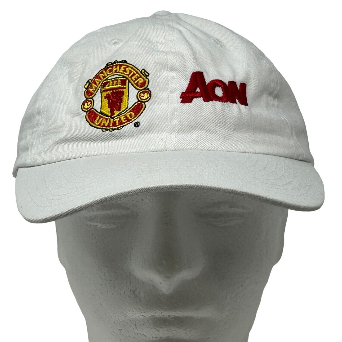 Manchester United Aon Dad Hat White Soccer Premier League Strapback Baseball Cap