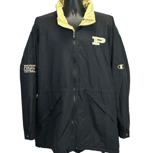 Purdue Boilermakers Football Vintage Hooded Jacket 2XL Champion 90s Mens Black