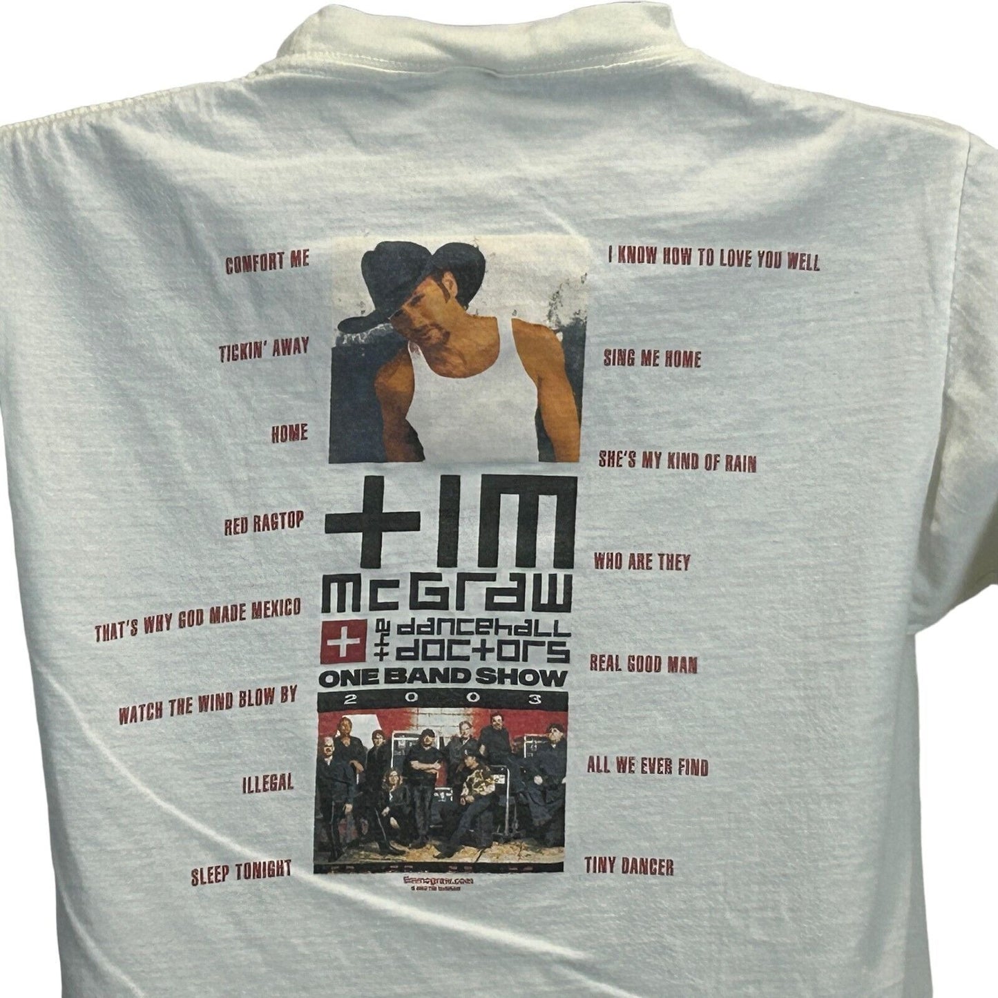 Camiseta vintage de la gira One Band Show de Tim McGraw, talla pequeña, años 2003, para hombre, color blanco