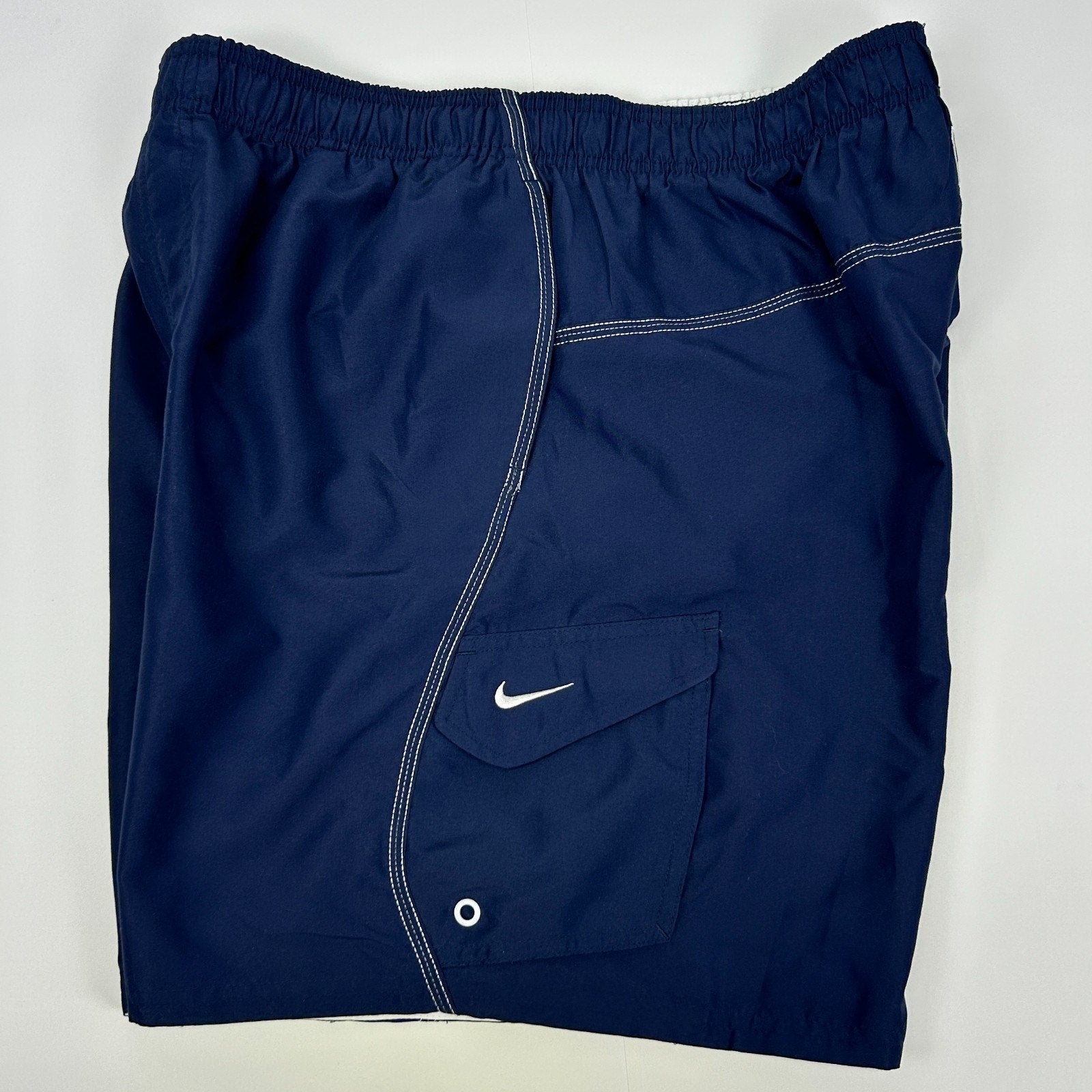 Nike Board Shorts Swim Trunks Mesh Lined Pockets Drawstring Blue XL X-Large - Neon Vintage