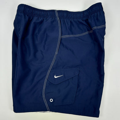 Nike Board Shorts Swim Trunks Mesh Lined Pockets Drawstring Blue XL X-Large - Neon Vintage