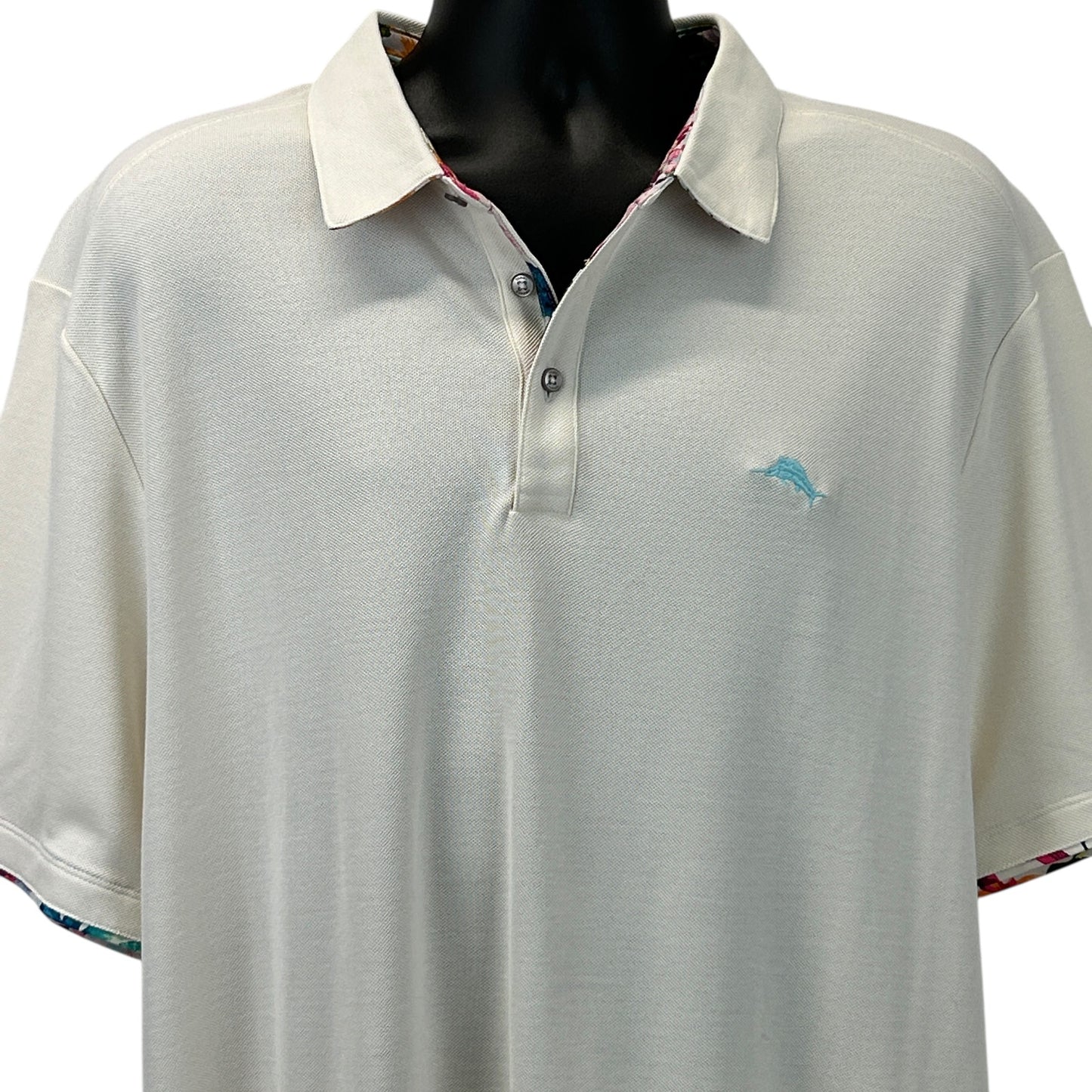 Tommy Bahama Five O'Clock IslandZone Polo Shirt Short Sleeve Ivory Mens 2XL XXL